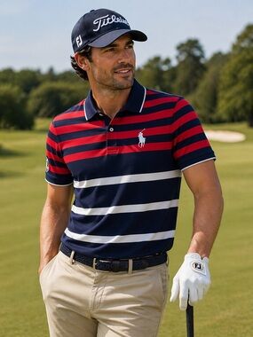 Ralph Lauren Polo Golf 2014 Ryder Cup Stripe Polo - Navy, Red & White